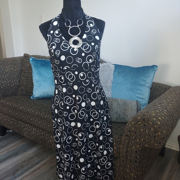 AB Studio black and white size 10 halter dress - Picture 3 of 13